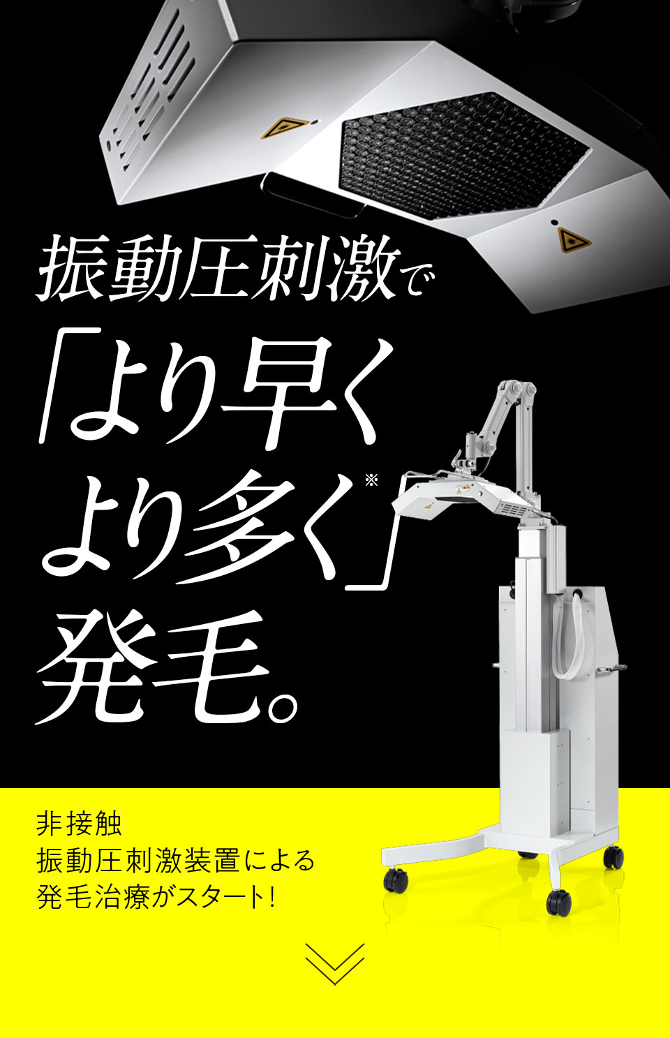 振動圧刺激で「より早く・より多く」発毛。