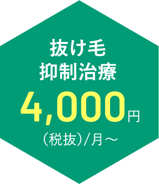 抜け毛抑制治療 4,000円 (税抜き)/月~